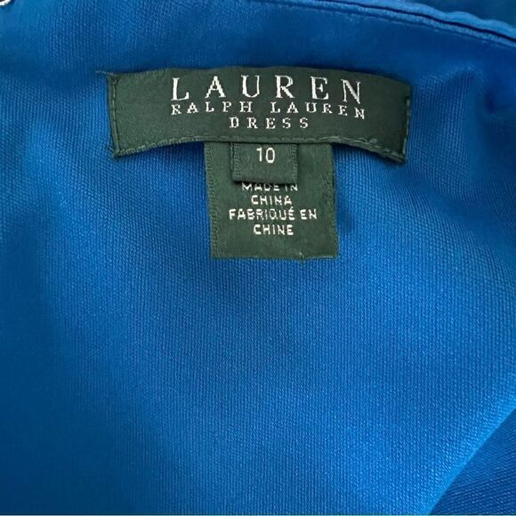 LAUREN RALPH LAUREN Blue Sating Midi Dress Size 10. - Picture 7 of 9